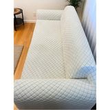 Asitan Bibaha Peluş Lastikli Koltuk Örtüsü 3 Kişilik Yıkanabilir Esnek Koltuk Kılıfı Krem 180 x 23 - 0,6 x 19 x 29 cm - Çok Renkli