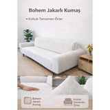 Asitan Bohem Lastikli 3 Kişilik Koltuk Örtüsü Kaymaz Esnek ve Yıkanabilir Koltuk Kılıfı Bohem Krem - 0,6 x 19 x 29 cm - Çok Renkli