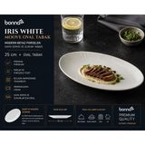 Asitan Bonna Iris White Porselen Oval Kayık Tabak 25X19 cm - Modern Beyaz Kayık Servis, Salata ve Sunum T - Çok Renkli