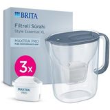 Asitan Brıta Style Essential Xl 3 x Maxtra Pro Pure Performance Filtreli Su Arıtma Sürahisi – Taş Mavi - Çok Renkli