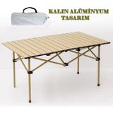 Asitan Büyük Boy Gold Alüminyum Katlanır Kamp Masası, 95X55X50 Cm, Piknik Seti, Çanta Tipi - Çok Renkli