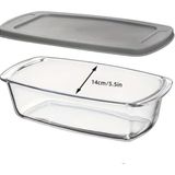Asitan Cam Ekmek Pişirme Tavası Kapaklı, Dikdörtgen, 1800ML, 27X14X7.1CM, Mikrodalga Fırına Uygun, Ki - Çok Renkli