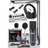 Asitan Cx2 White Power Paket-6 Stüdyo Mikrofon Şarjlı Ses Kartı Kulaklık Stand (Kayıt ve Canlı Yayı - Renkli
