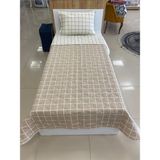 Asitan Denizli Çeyiz Çift Taraflı Tek Kişilik Kapitone Pike Yatak Örtüsü Takımı Krem Bej Kareli - Çok Renkli - 1 x 32 x 27 cm