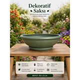 Asitan Dev Aranjman ve Çiçek Saksısı Yeşil Tabaklı 50X15 cm | Su Tahliyeli Yapı, Iç ve Dış Mekan - Çok Renkli