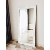 Asitan Dfn Wood Masif Ahşap Dikdörtgen Beyaz Dekoratif Duvar Salon Ofis Boy Aynası 100X40 cm - Çok Renkli - 100 x 40 cm