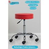 Asitan Döner Ofis Kasiyer Taburesi Tekerlekli Deri Döşeme Oturak Eczane Laboratuvar Büro Çalışma Kol - Çok Renkli
