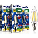 Asitan Ecolite Filament LED Mum Ampul E14 Duy 6W 810 Lümen Dim Edilebilir 2700K Sarı Işık Şeffaf Dekor - Altın