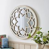 Asitan Eskitme Boyalı Çerçeveli Duvar Dekor Aynasıkonsol Aynası/vintage Ayna/nostaljik Ayna Beyaz 60 x - Çok Renkli