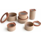 Asitan Fika One Doğal Seramik Saklama Kabı Seti, Bej, Cam Kapaklı, Silikon Çerçeveli, 6 Parça, Şık - Çok Renkli