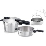 Asitan Fissler Vitaquick Premium Düdüklü Tencere Set 4,5+2,5 Litre Buharlama Aparatlı - Çok Renkli