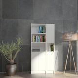 Asitan FLAT85 Kitaplık 4 Kapaklı Kütüphane Çok Amaçlı Dolap Beyaz - Çok Renkli