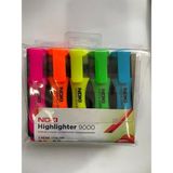 Asitan Fosforlu Kalem Seti, 5 Renk, Pembe, Turuncu, Sarı, Yeşil, Mavi Noki Highlighter 9000 - Çok Renkli