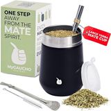 Asitan Gaucho-Market Büyük Yerba Mate Kupası Kabak Çay Bardağı Seti, 2 Bombilla (Pipet) ve Temizleme - Çok Renkli