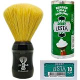 Asitan Jaguar 771-S Klasik Tıraş Fırçası, Derby Usta Tıraş Sabunu, 10'lu Jilet Seti