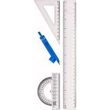 Asitan Jouis Cetvel Seti Çizim Takımı 30 cm Cetvel Pergel Gönye Iletki Şeffaf Çizim Takımı Pergell - Çok Renkli