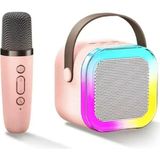 Asitan K12 Kablosuz Bluetooth Hoparlör Pembe Karaoke Mikrofon 5 Ses Efektli Rgb Hd Stereo Ses Usb/sd/fm - Çok Renkli