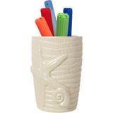 Asitan Kalemlik Inci Kabuğu Poliresin Model Ofis Gereci 7X7X12CM, Krem - Çok Renkli