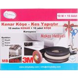 Asitan Kauçuk 10 Metre Kenar ve 10 Adet Köşe Koruyucu + Makas Hediyeli, Siyah - Renkli