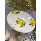 Asitan Limon Desenli Porselen Salata Kasesi, Beyaz, Yuvarlak, 26 cm - Çok Renkli