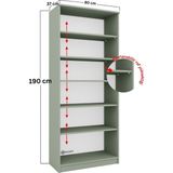Asitan Lucas Cam Kapaklı Vitrin - Büfe - Kitaplık ve Çok Amaçlı Dolap (Ayarlanabilir Raf) - Yeşil - Çok Renkli