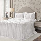 Asitan Lush Décor Riviera Fırfırlı Etek Yatak Örtüsü Beyaz Salaş Şık Çiftlik Evi Tarzı Hafif 3 - Renkli - 100 x 100 cm