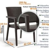 Asitan Markiz Rattan Koltuk Sandalye, 4 Adet, Kahverengi, 58X62X88 Cm, HK-700 - Çok Renkli