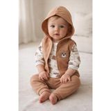 Asitan Myzi Store Bebek Erkek 2'li 3'lü Takım SETI%100 Pamuk Ayı Nakışlı Rahat Kalıp- 2 Adet Gönde - Çok Renkli - 1 Drop