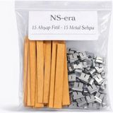 Asitan Ns-Era 15 Adet Ahşap Fitil ve 15 Adet Metal Sehpa - 15 cm Uzunluk, 1.5 cm Genişlik, Mum Yapımı � - Çok Renkli