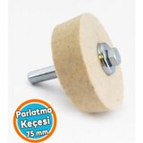 Asitan Parlatma Keçesi 75 mm Matkap Uyumlu Civatalı Somunlu 1 Adet Set Metal Pasta Cila Ucu Aparatı - Çok Renkli