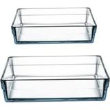 Asitan Paşabahçe Borcam 2'li Saklama Kabı Seti, Dikdörtgen, 287X197MM ve 367X257MM - Çok Renkli