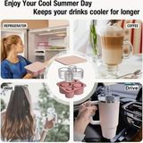 Asitan Pembe Quencher Silikon Kapaklı Buzluk, Silindir Buz Kalıbı 4 Gözlü Stanly 20OZ 30OZ 40OZ Bardak - Çok Renkli