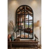 Asitan Pencere Model Dekoratif Duvar Aynası 123 x 70 cm (Siyah) | Kemer Formlu Çerçeve - Çok Renkli