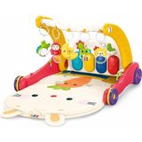 Asitan Piyanolu 2'si 1 Arada Bebek Yürüteci ve Tavşan Desenli Kırmızı Oyun Halısı, Müzikli Aktivit - Çok Renkli
