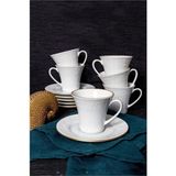 Asitan 's Bahardalı Çay Fincan Takımı, 6 Kişilik, Porselen, Beyaz - Renkli