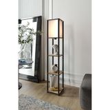 Asitan Sakura Raflı Lambader Meşe – 3 Katlı Dekoratif Mdf Lambader, Modern Ayaklı Lamba, E27 Duy, Sal - Çok Renkli
