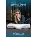 Asitan Servikal Boyun Destekli Ortopedik Yastık - Boyun Düzleşmesi Visco Yastık Pembe 56X34X10,5, Pembe - Çok Renkli