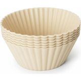 Asitan Silikon Muffin Kalıbı, Düz – 6'li Paket Isıya Dayanıklı Yapışmaz Renkli (1, Krem Rengi) - 26 x 26 x 7 cm