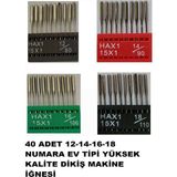Asitan Singer Beko Zetina Uyumlu Dikiş Makine Iğnesi (12-14-16-18 Numara -40 Adet Iğne) 4 Paket - Çok Renkli