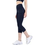 Asitan Snc Kadın Yüksek Bel Kapri Yoga Tayt, Polyester Spandeks, Toparlayıcı Özellikli, Cepli, Siyah, - Çok Renkli