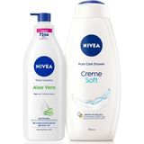 Asitan Soft Kremsi Dokunuş Duş Jeli 750ML ve Aloe Derinlemesine Nemlendirici Vücut Losyonu 400ML