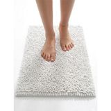 Asitan Şönil Banyo Paspası, Mikro Elyaf, Beyaz, 40X60 cm Banyo Halısı, Uzun Tüylü, Yüksek Emicilik, - Çok Renkli
