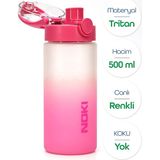 Asitan Su Matarası Tritan Geniş Ağız Su Şişesi Gradyan Spor Matarası Suluğu Bpasız 500 ml Pembe 01 - Çok Renkli