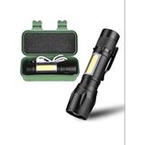 Asitan Taktikal LED Mini Boy El Feneri, Polis Bekçi Feneri, USB Şarjlı, Zoomlu Plastik Kutulu El Feneri - Çok Renkli