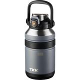 Asitan Tkk Büyük Boy 1000ML Pipetli/pipetsiz Kullanım Askılı Paslanmaz Çelik Termos Matara (Siyah) - 1 lt