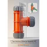 Asitan Transformacion T Tipi Hortum Ekleme Aparatı 1/2" / Bahçe Sulama Hortum Birleştirici, Dağıtıcı
