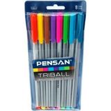 Asitan Triball Tükenmez Kalem Seti, 8'li Paket, Çok Renkli, 1.0mm