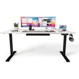 Asitan Uprise Comfort Çift Motorlu Yükseklik Ayarlı Masa (72–121 Cm) (Siyah Ayak/lake Beyaz Tabla, 180 - Standart - Renkli