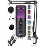 Asitan V5 Rgb Set USB Oyuncu ve Yayıncı Mikrofonu Condenser Stüdyo (Kayıt Gaming Tiktok Twitch Canlı Y - Çok Renkli