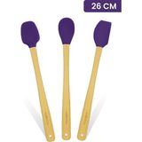 Asitan Valletta Indigo 3'lü Mor Bambu Silikon Spatula Seti Uzun 26 cm VLT1506 - Çok Renkli